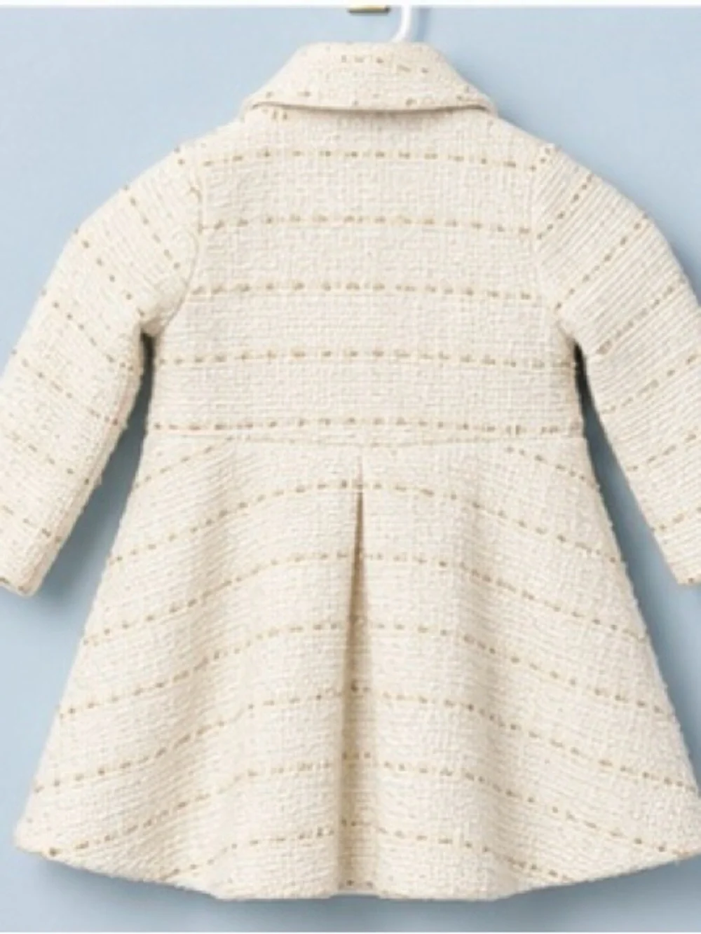 Biscotti Cream Tweed Girl's Coat with Gold Thread